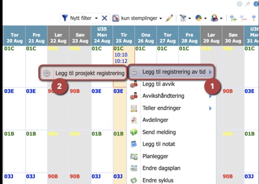 Astrow Web - Registrere prosjekttimer