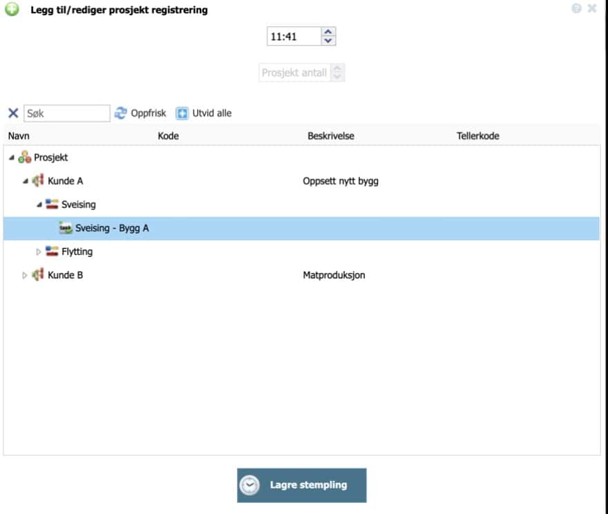 Astrow Web - Registrere prosjekttimer