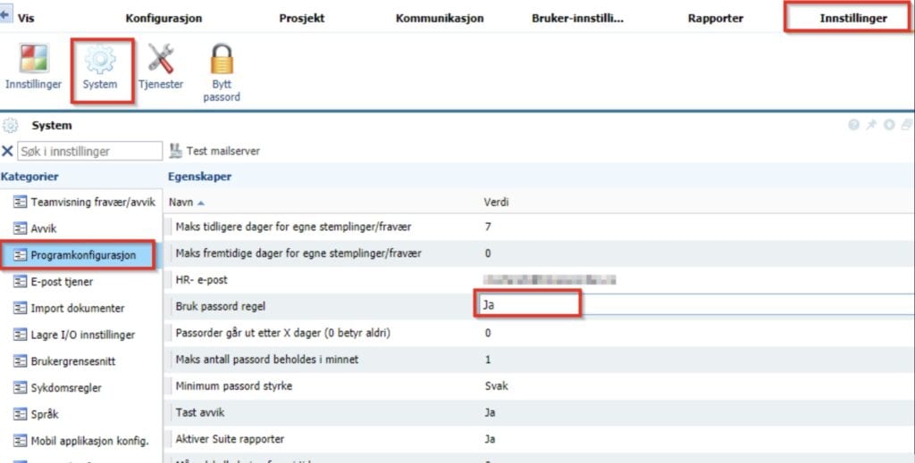 Passord policy i Astrow Web