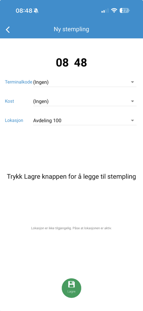 Stempling i Astrow-appen på mobil