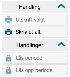 Panelet Handlinger med knappene Lås periode og Lås opp periode