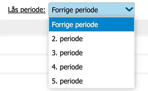 Nedtrekkslisten Lås periode med valgene Forrige periode og 2. til 5. periode