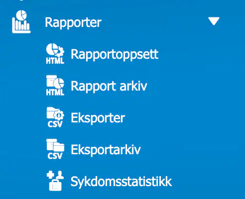 Menyen Rapporter i Astrow 12 med valget Eksporter