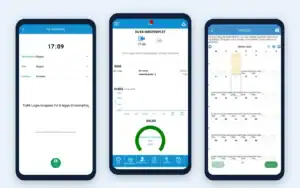 Ansattportalen i Astrow-appen på mobil: ny stempling, startside med fleks og saldo, og vaktbytte